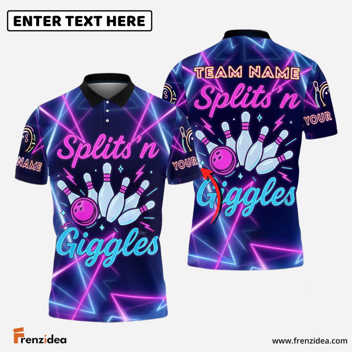 Frenzidea Bowling Splits ‘n Giggles Customized Name, Team Name 3D Shirt