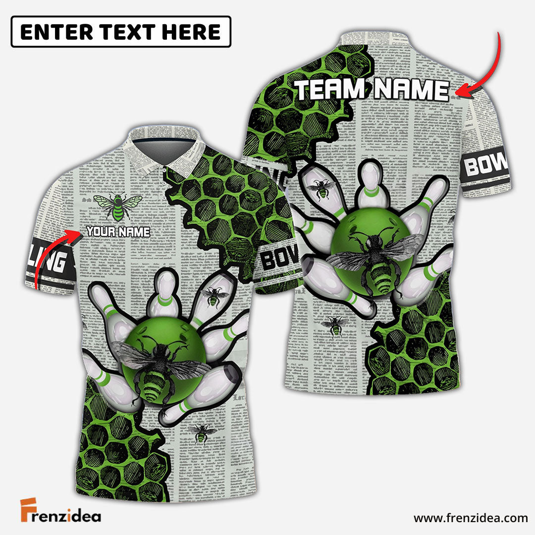 Frenzidea Bowling And Pins Let It Bee Customized Name 3D Shirt (4 Colors)