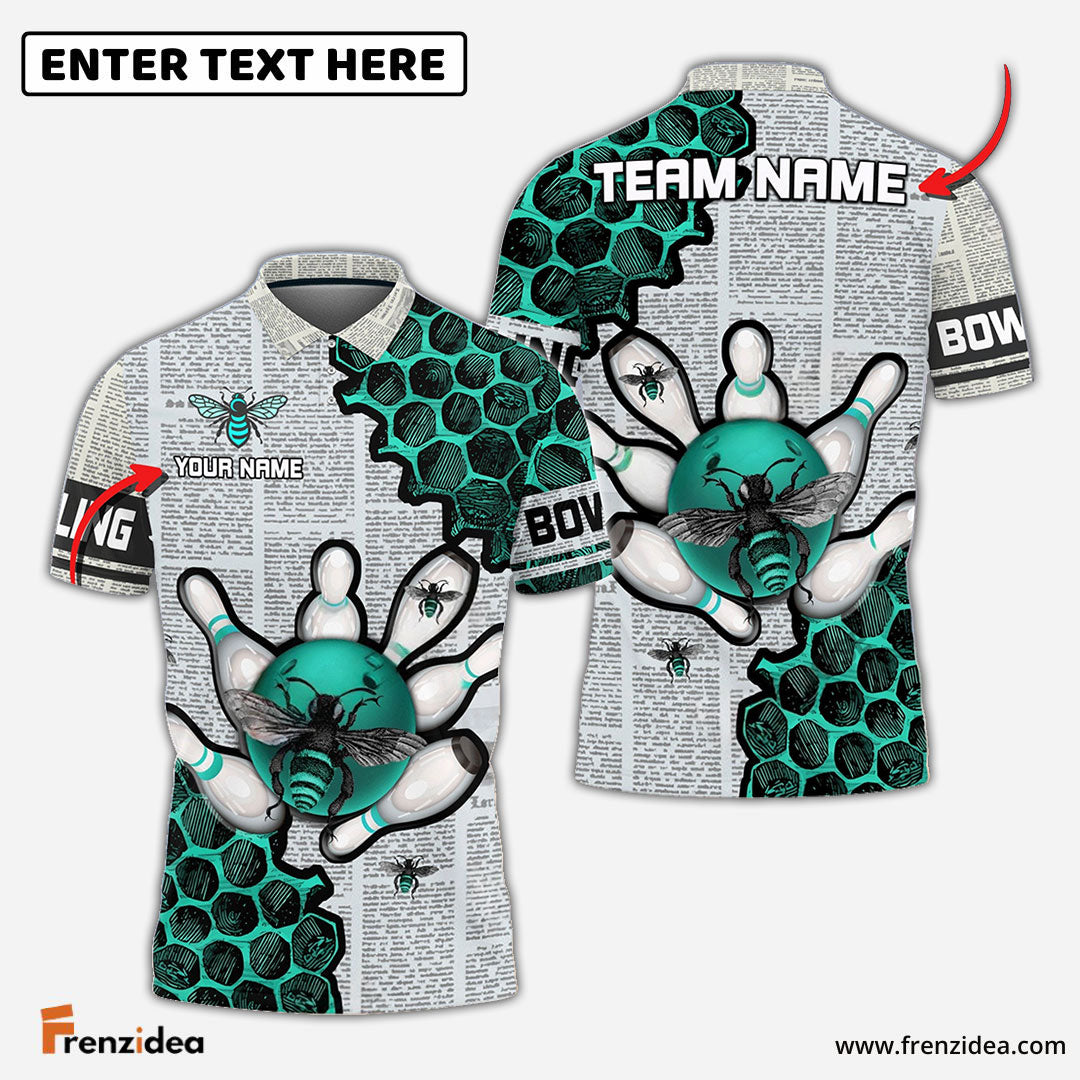 Frenzidea Bowling And Pins Let It Bee Customized Name 3D Shirt (4 Colors)