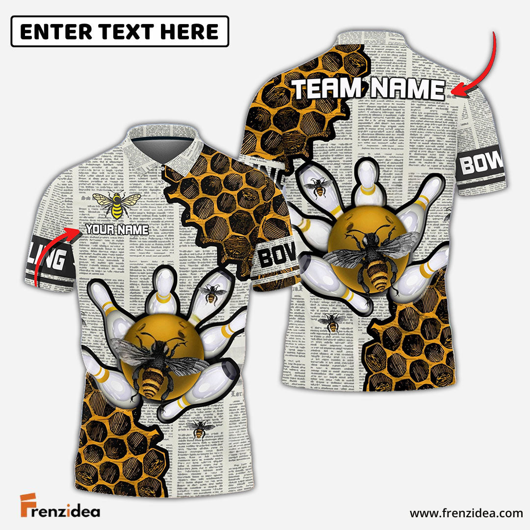 Frenzidea Bowling And Pins Let It Bee Customized Name 3D Shirt (4 Colors)