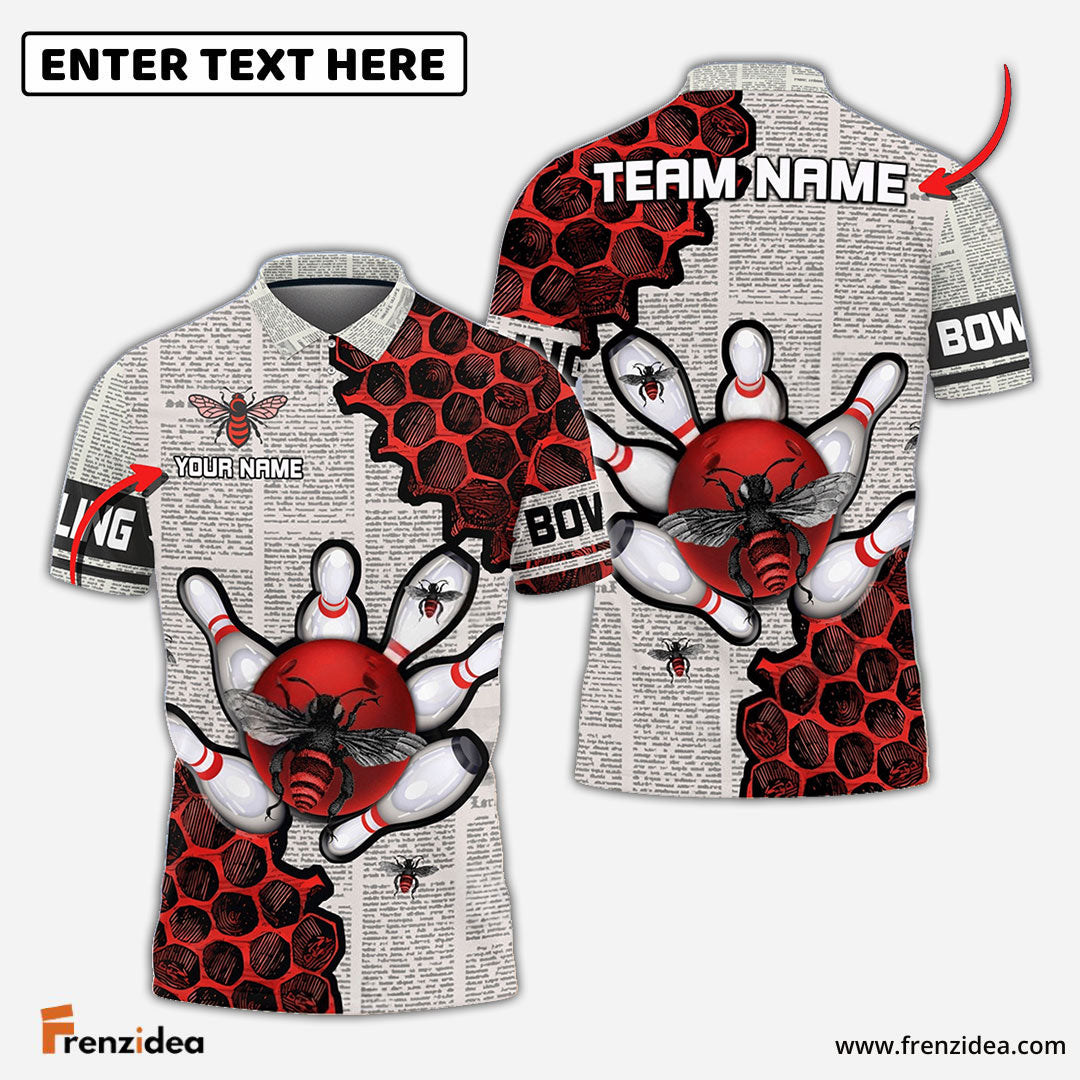 Frenzidea Bowling And Pins Let It Bee Customized Name 3D Shirt (4 Colors)