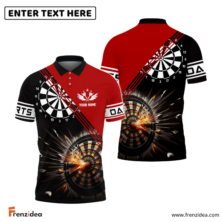 Frenzidea Red Darts Personalized Name 3D Shirt
