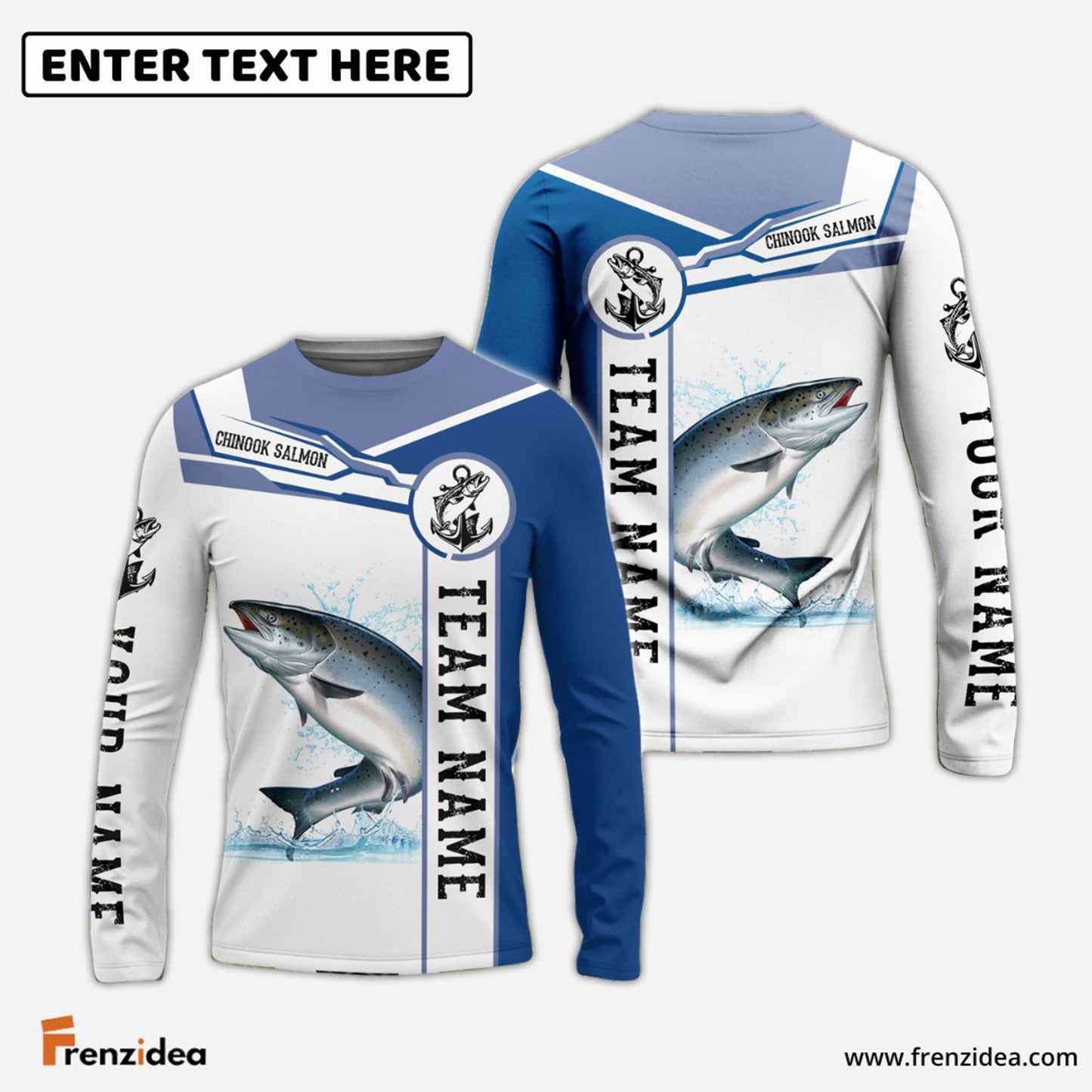Frenzidea Chinook Salmon Fishing Customize Name And Team Name Tournament Shirts