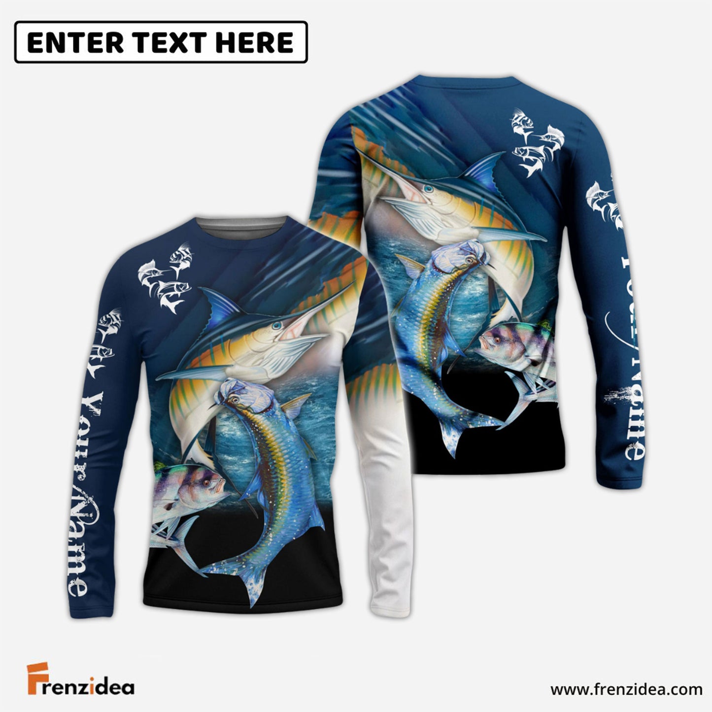 Frenzidea Customize Name Fishing Atlantic Sailfish, Roosterfish, Tarpon 3D Shirts