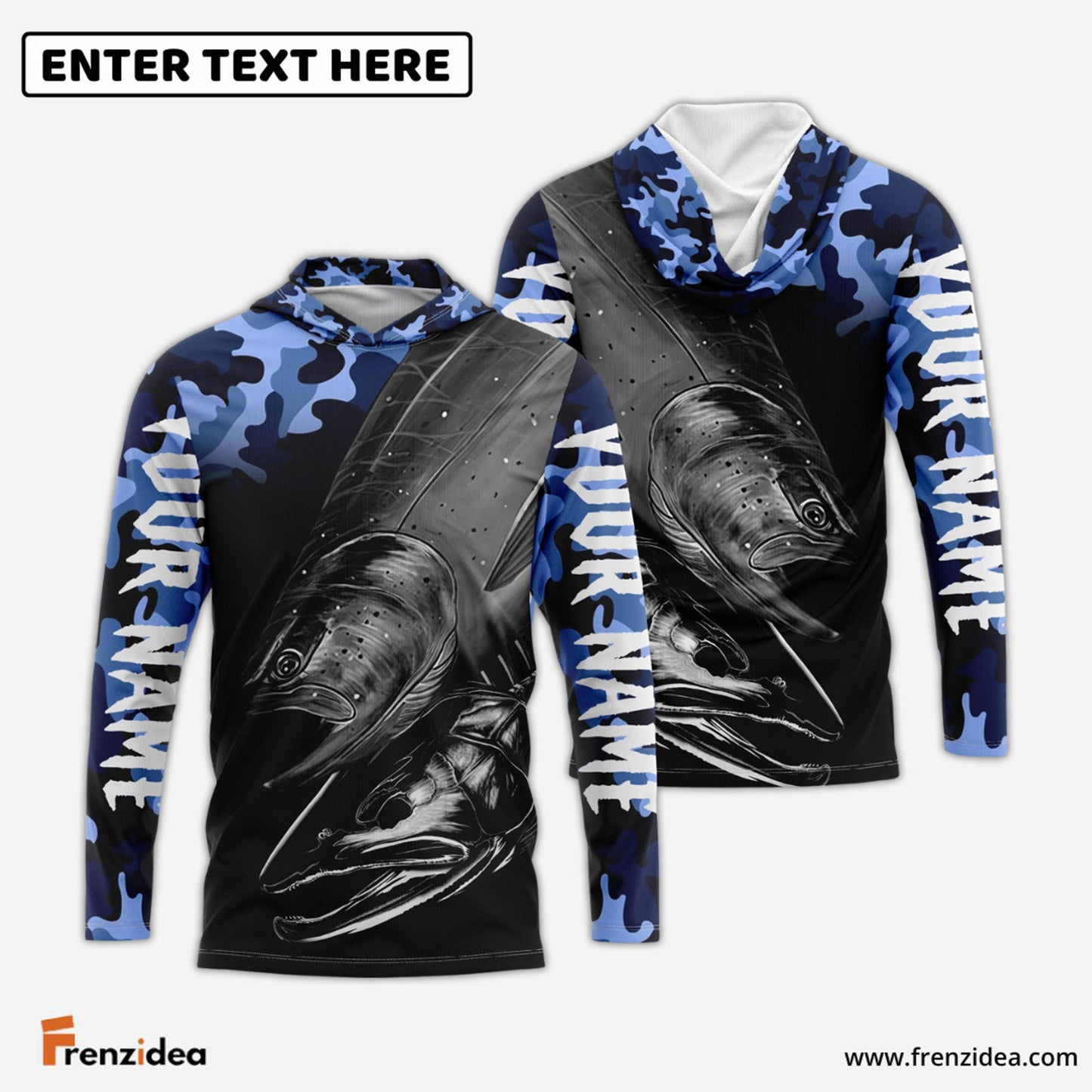 Frenzidea Chinook Salmon Fishing Camo Customize Name 3D Shirts