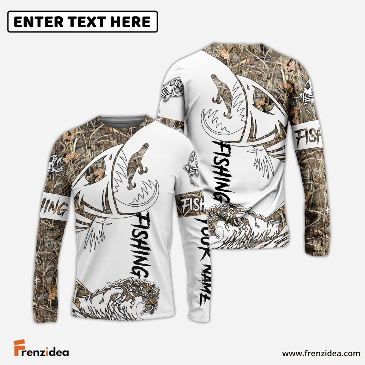 Frenzidea Fish Reaper Fishing Camouflage Shirts Custom Name 3D Shirts