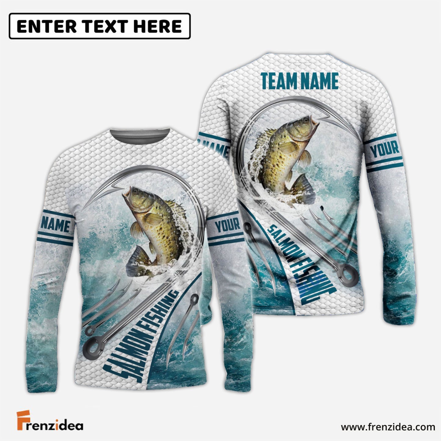 Frenzidea Crappie Fishing White Fin Water Sport Custom Name & Team Name 3D Shirts