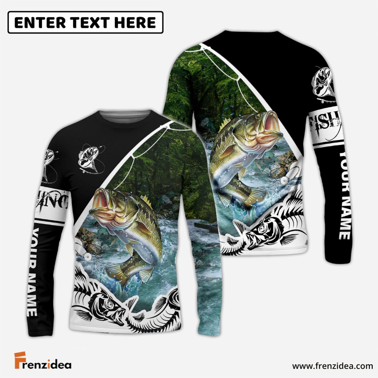 Frenzidea Bass Fishing Customize Name Long Sleeve Fishing Shirts