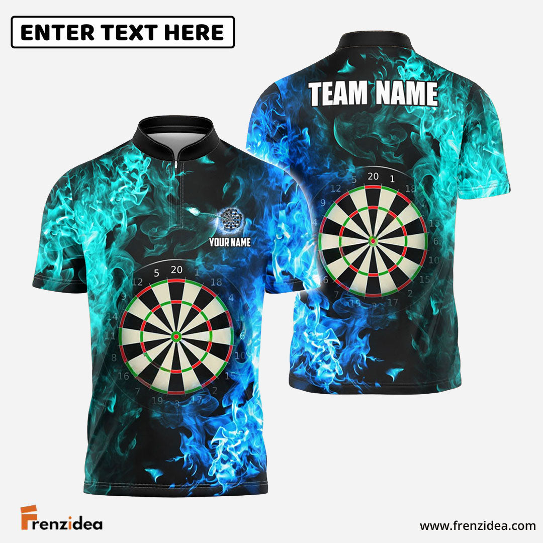 Frenzidea Darts Two Sides Flame Personalized Name, Team Name 3D Shirt (4 Colors)