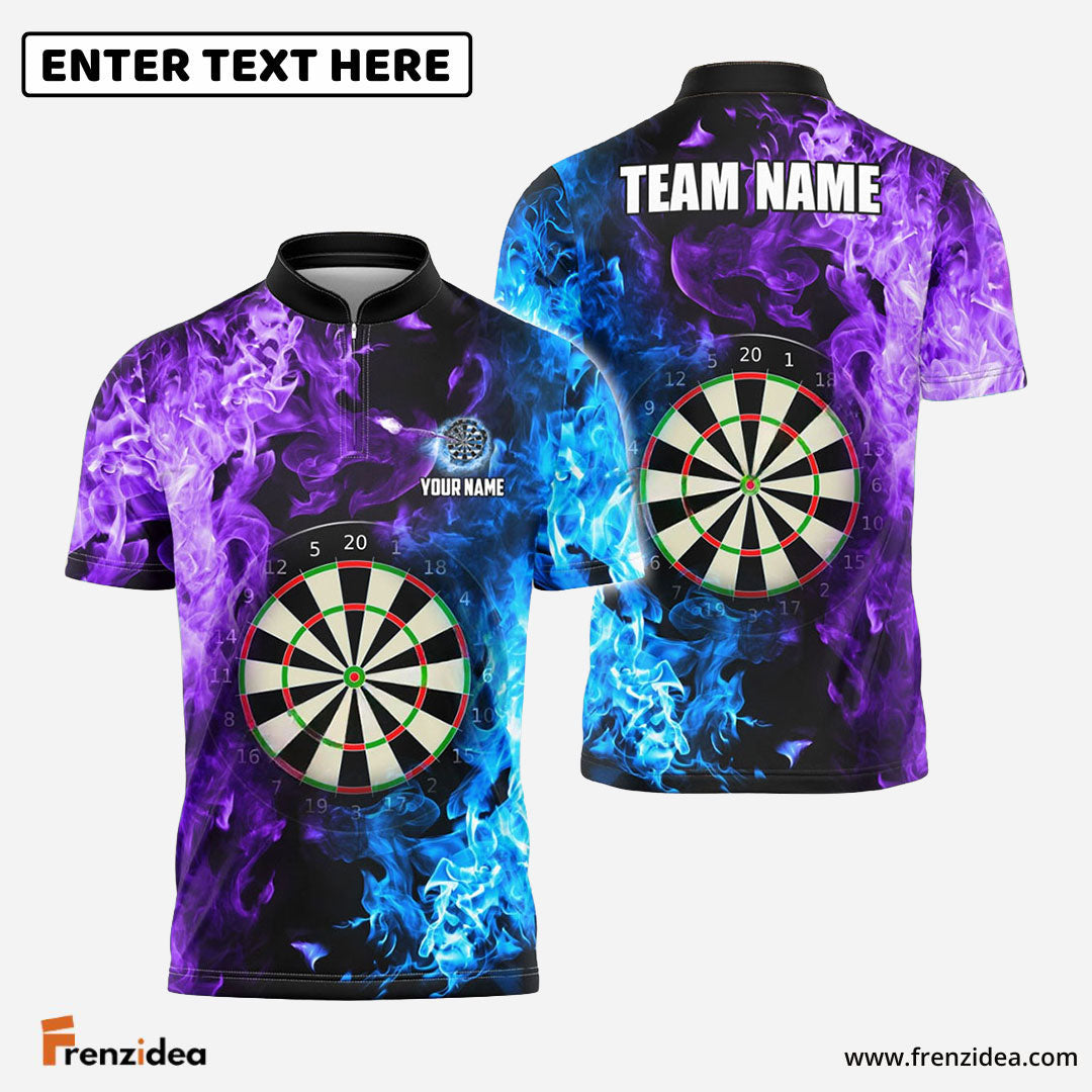 Frenzidea Darts Two Sides Flame Personalized Name, Team Name 3D Shirt (4 Colors)