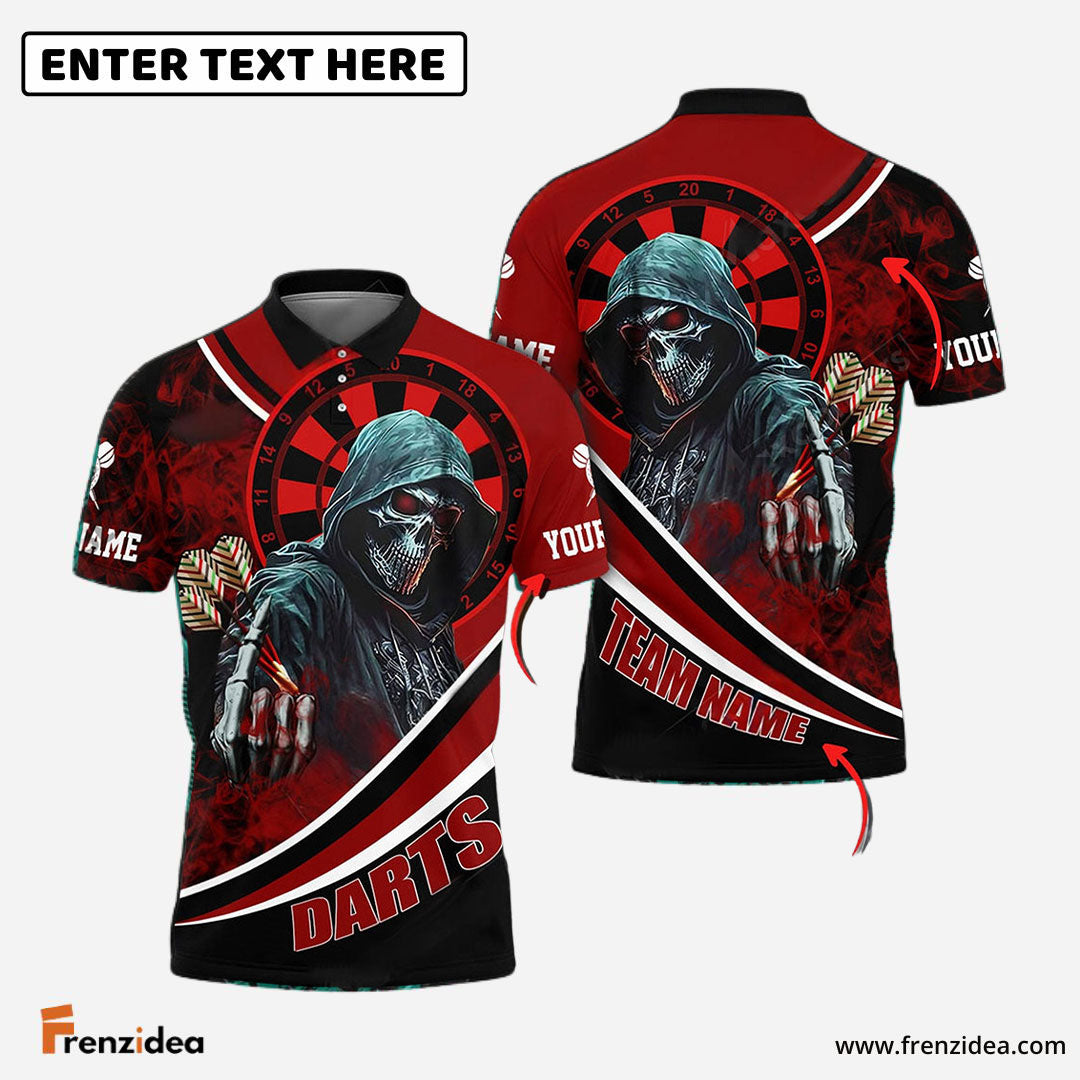 Frenzidea Darts Brotherhood Skull Personalized Name, Team Name 3D Shirt (4 Colors)