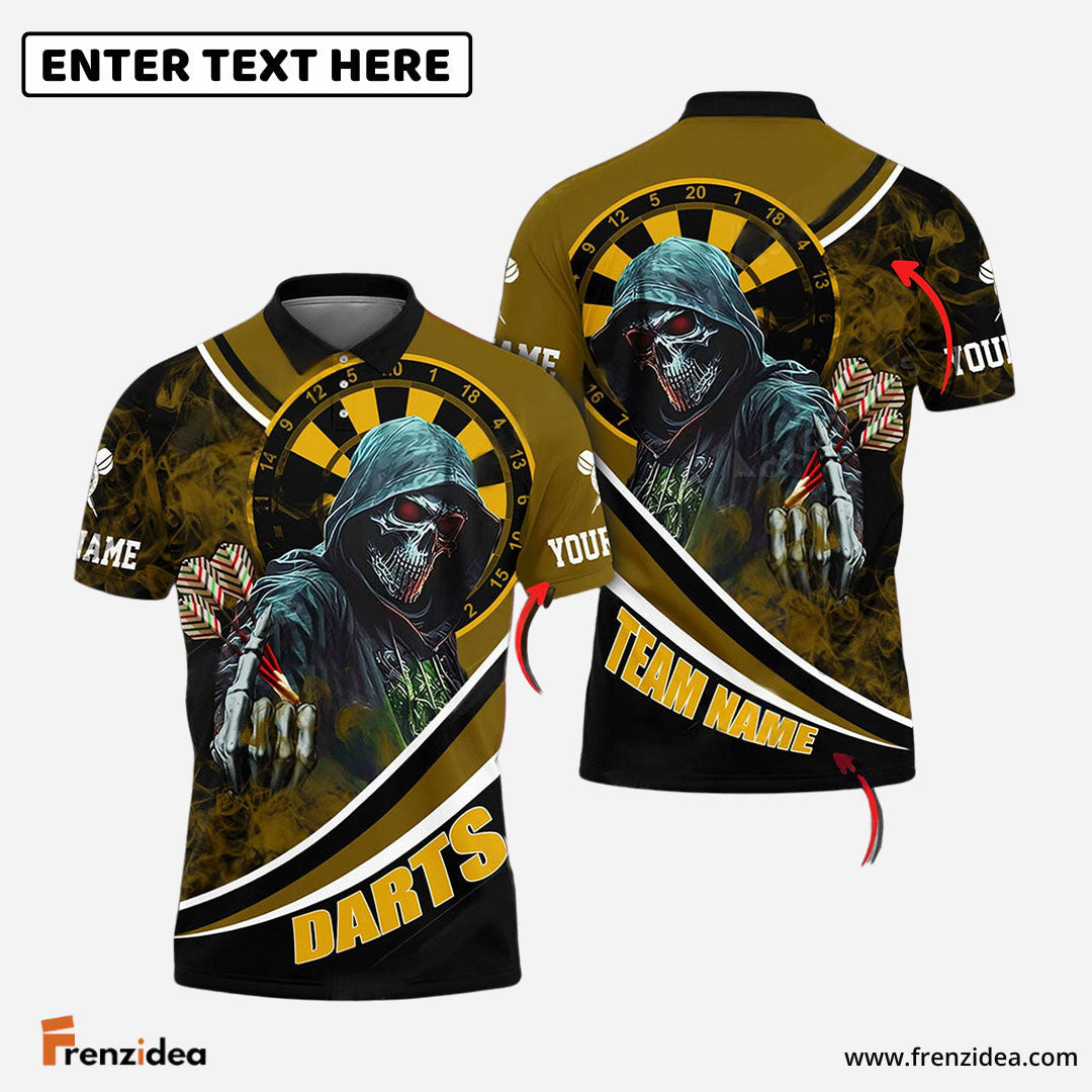 Frenzidea Darts Brotherhood Skull Personalized Name, Team Name 3D Shirt (4 Colors)