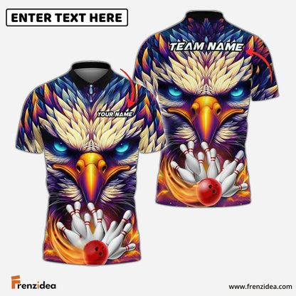 Frenzidea Bowling Eagle Color Premium Customized Name, Team Name 3D Shirt