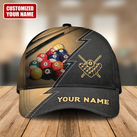 Frenzidea Billiard Leather Pattern Personalized Name 3D Cap