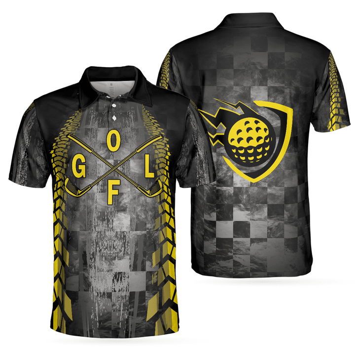 Frenzidea Golf Yellow Pattern Polo Shirt