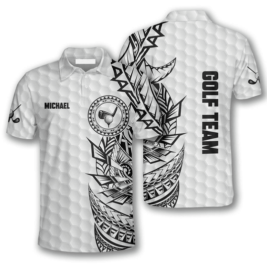 Frenzidea Golf Pattern Tribal Personalized Name, Team Name Polo Shirt