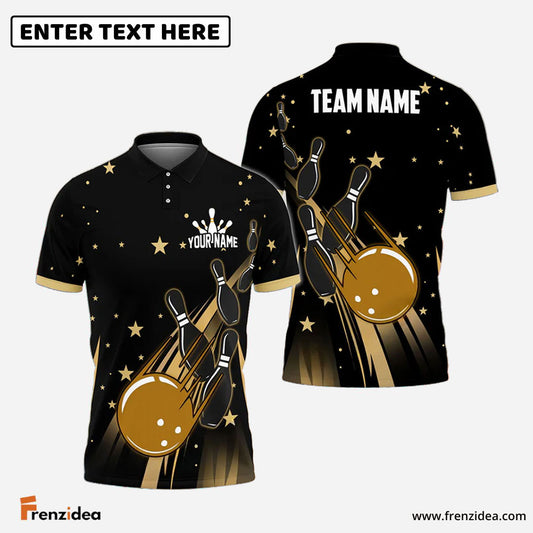 Frenzidea Bowling And Pins Star Way Customized Name 3D Shirt ( 6 Colors)