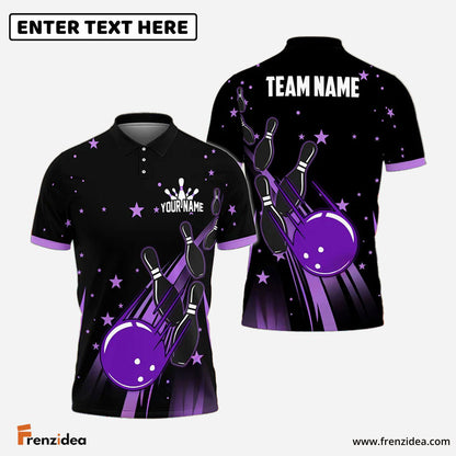 Frenzidea Bowling And Pins Star Way Customized Name 3D Shirt ( 6 Colors)