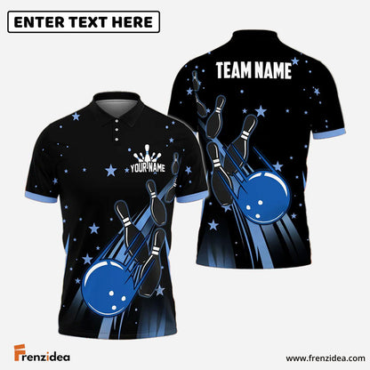 Frenzidea Bowling And Pins Star Way Customized Name 3D Shirt ( 6 Colors)