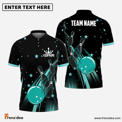 Frenzidea Bowling And Pins Star Way Customized Name 3D Shirt ( 6 Colors)