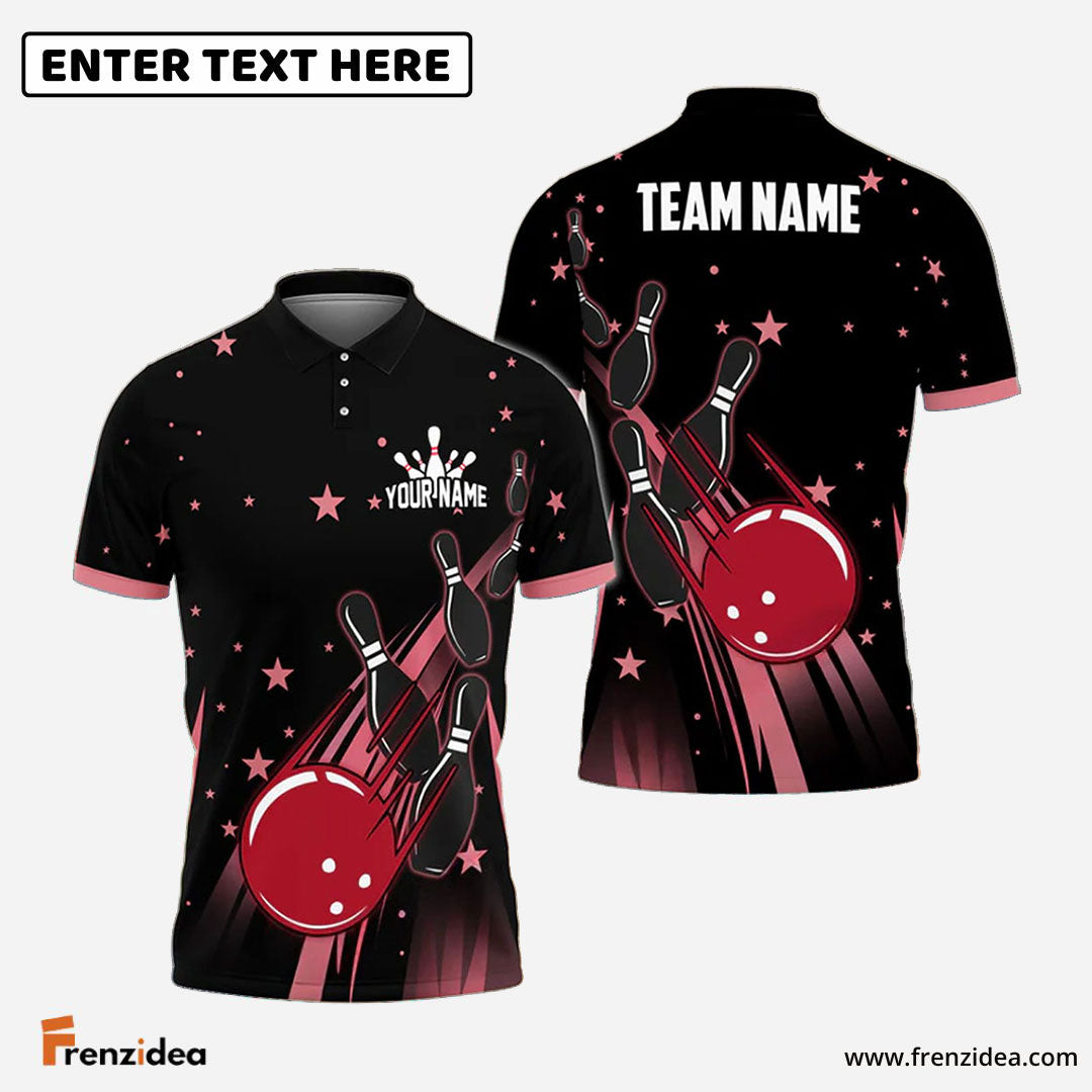 Frenzidea Bowling And Pins Star Way Customized Name 3D Shirt ( 6 Colors)