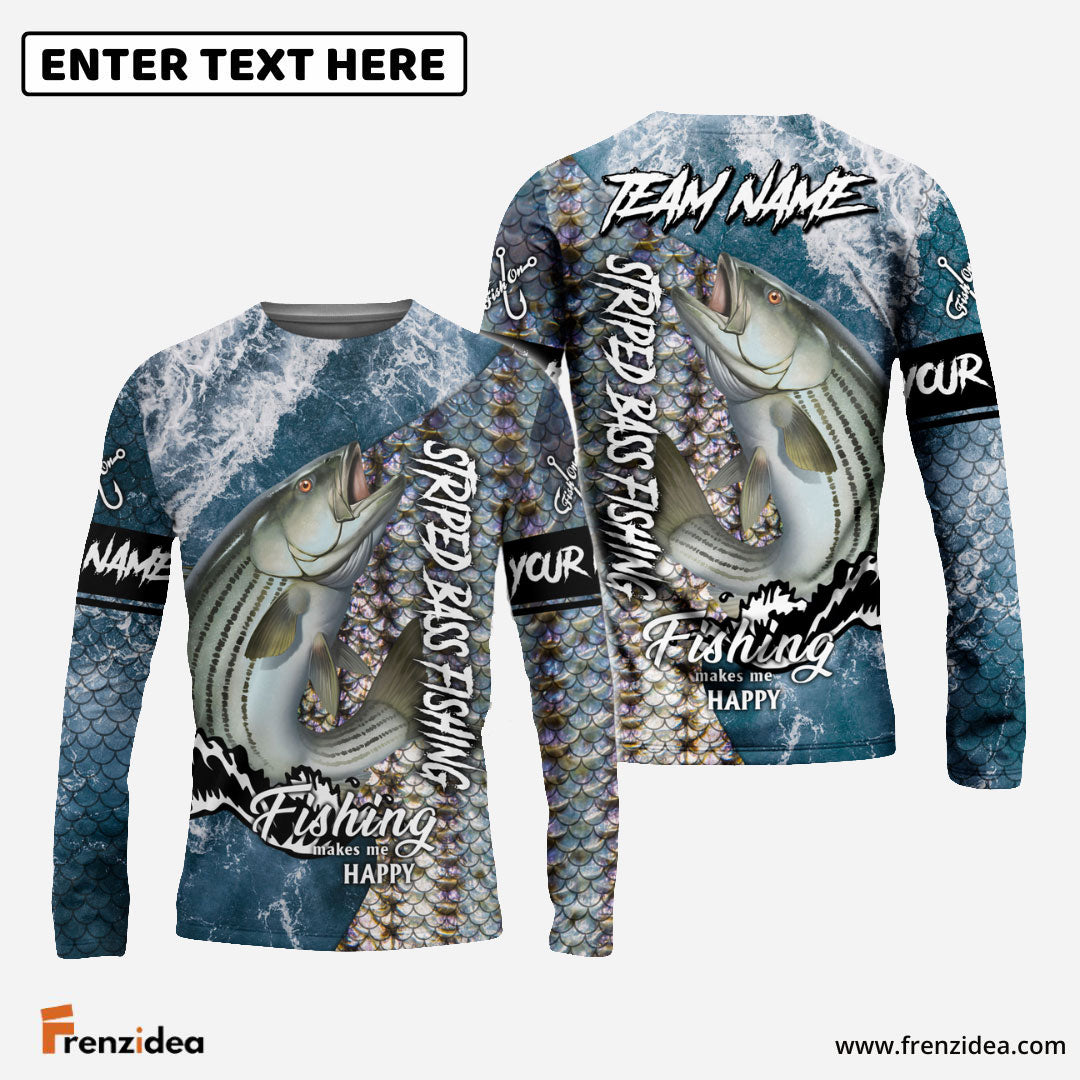 Frenzidea Striped Bass Fishing Skin Seawave Custom Name & Team Name 3D Shirts