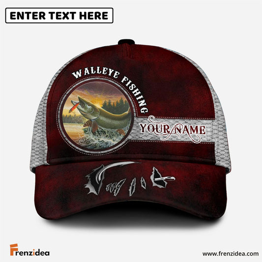 Frenzidea Happy Fishing Walleye Fish Personalized Cap