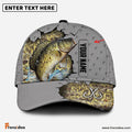 Frenzidea Custom Name Crappie Fishing Grey 3D Cap