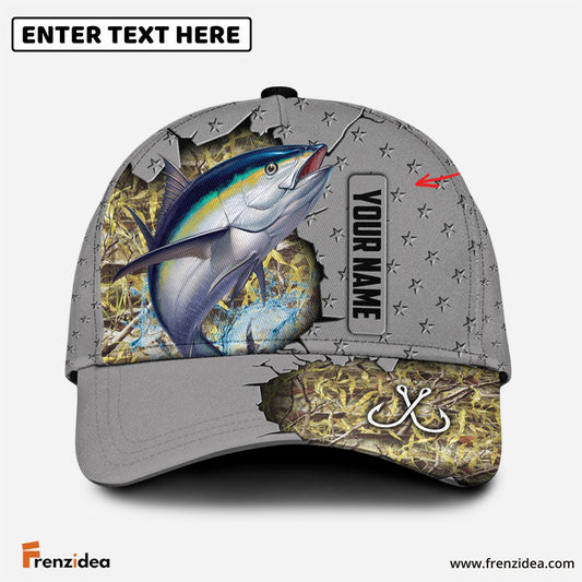 Frenzidea Custom Name Tuna Fishing Grey 3D Cap