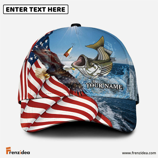 Frenzidea Eagle Flag Striped Bass Fishing Classic Cap