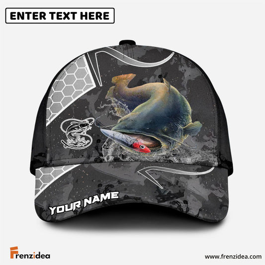 Frenzidea Catfish Fishing Gray Camo Sport Personalized Cap