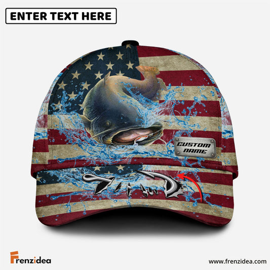 Frenzidea Personalized American Catfish Water Splash FIshing Classic Cap