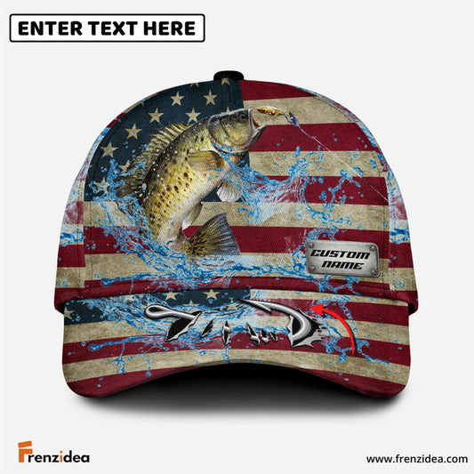 Frenzidea Personalized American Crappie Water Splash FIshing Classic Cap