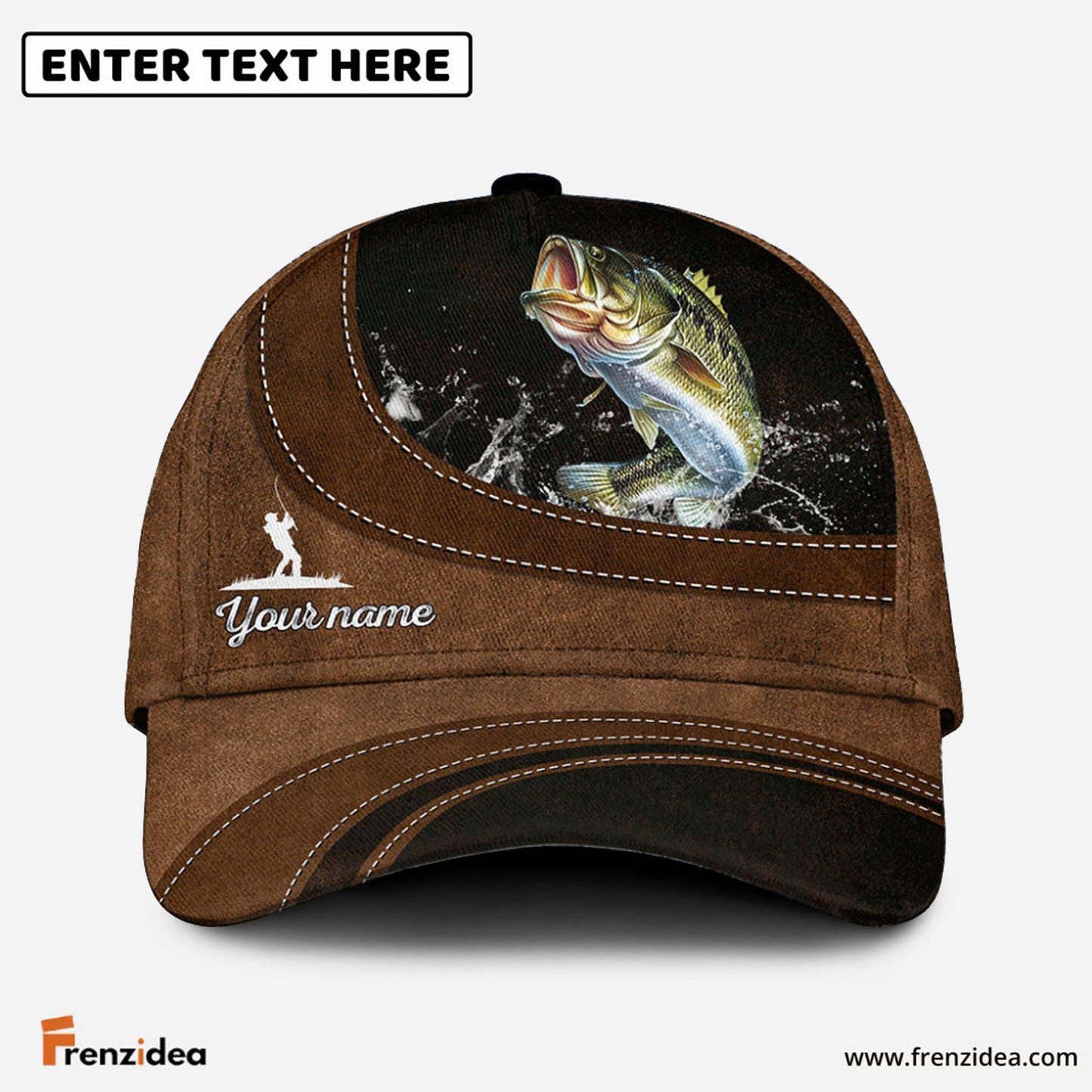 Frenzidea Custom Name Bass Fishing Happiness Cap