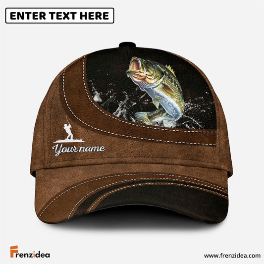 Frenzidea Custom Name Bass Fishing Happiness Cap