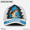 Frenzidea Personalized Walleye Fishing White Blue Wave Fishnet Classic Cap