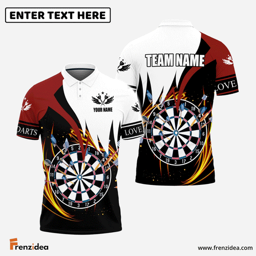 Frenzidea Darts Red & White Personalized Name 3D Shirt