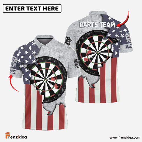 Frenzidea Darts Board USA Flag Personalized Name, Team Name 3D Shirt