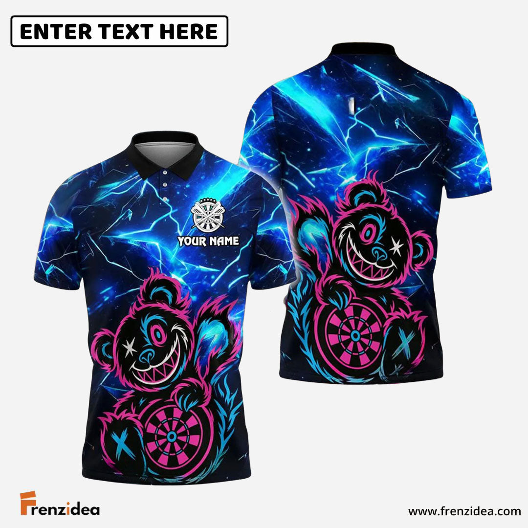 Frenzidea Darts Wild Bear with Dartboard Multicolor Options Personalized Name Shirt (4 Colors)