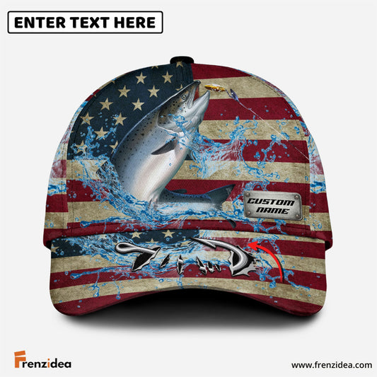 Frenzidea Personalized American Salmon Water Splash FIshing Classic Cap