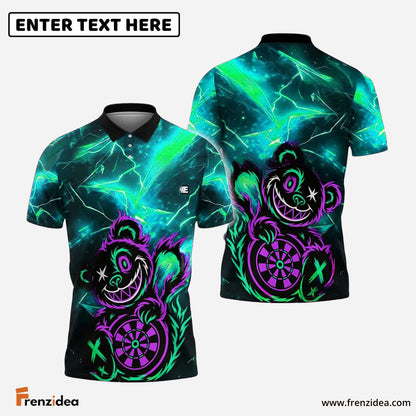 Frenzidea Darts Wild Bear with Dartboard Multicolor Options Personalized Name Shirt (4 Colors)