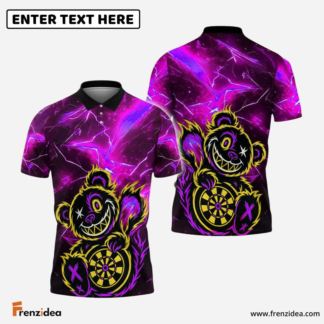 Frenzidea Darts Wild Bear with Dartboard Multicolor Options Personalized Name Shirt (4 Colors)