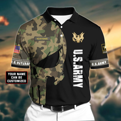 Frenzidea Premium Veteran U.S Army 2 3D Polo All Over Printed