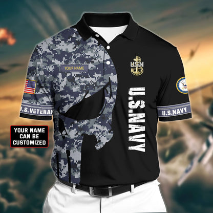 Frenzidea Premium Veteran U.S Navy 2 3D Polo All Over Printed