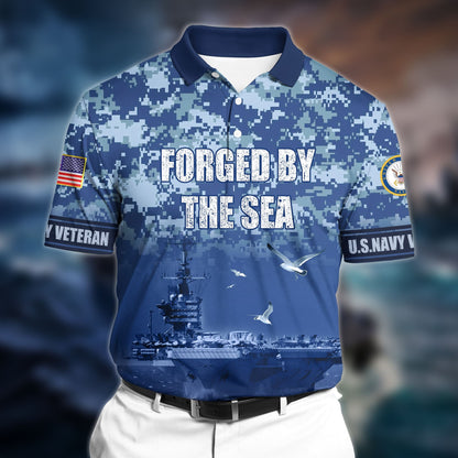Frenzidea Premium Veteran U.S Navy 3D Polo All Over Printed