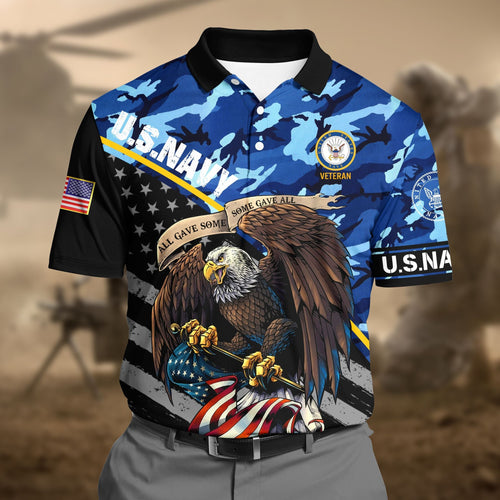 Frenzidea Premium U.S Navy Camo 3D Polo All Over Printed