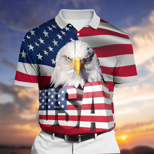 Frenzidea Premium Patriotic 3D Polo All Over Printed