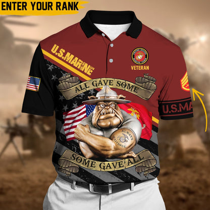 Frenzidea Personalized Premium Multiple US Military Services Veteran Polo Shirt