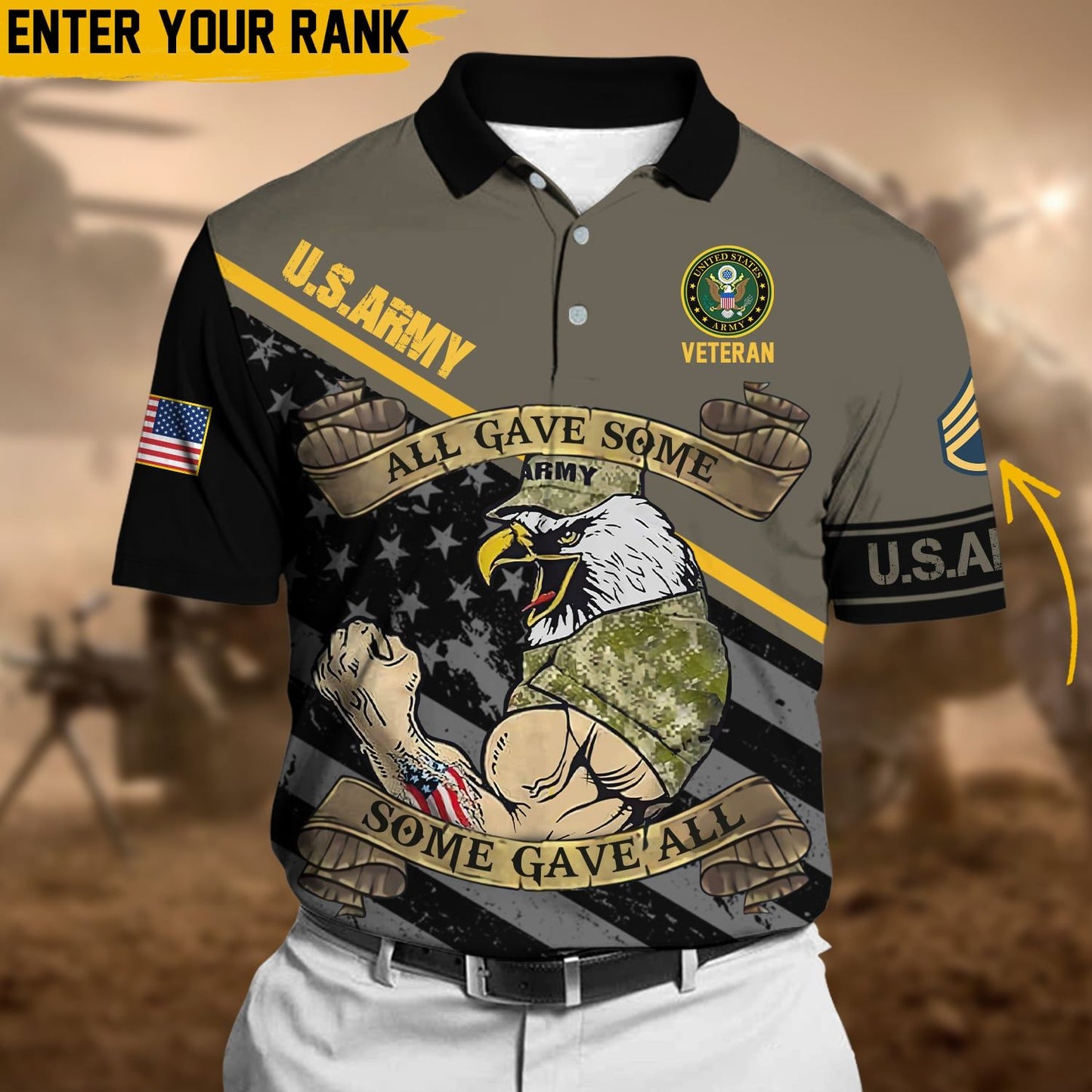 Frenzidea Personalized Premium Multiple US Military Services Veteran Polo Shirt