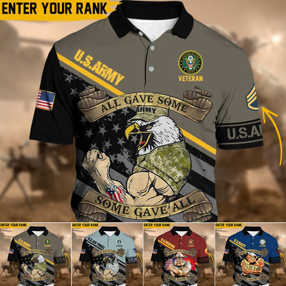 Frenzidea Personalized Premium Multiple US Military Services Veteran Polo Shirt